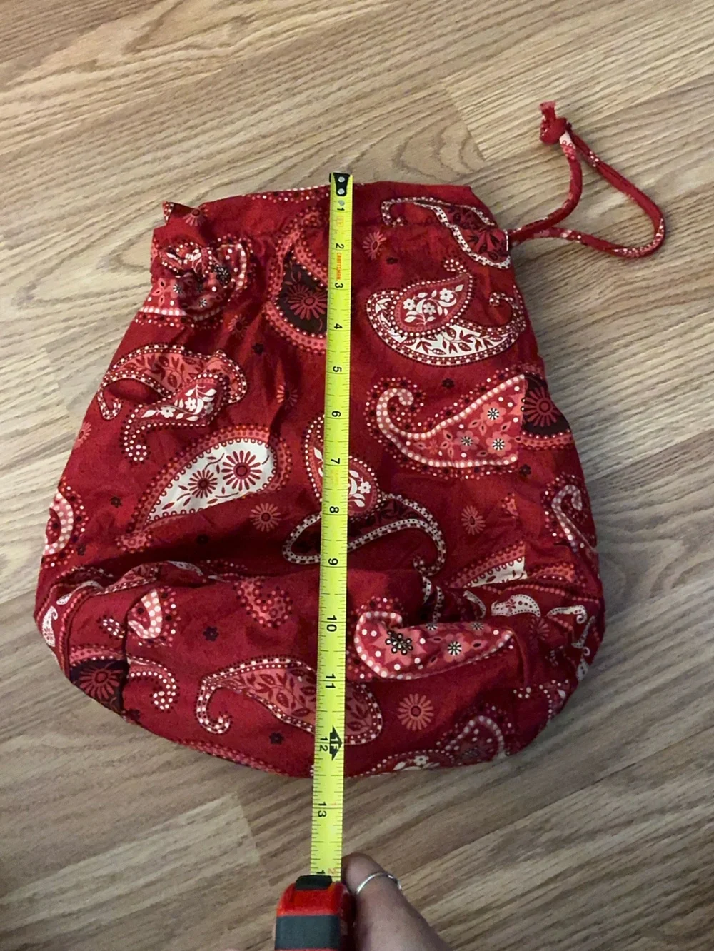 Vera Bradley Retired Print Red Paisley Drawstring Pouch Bag